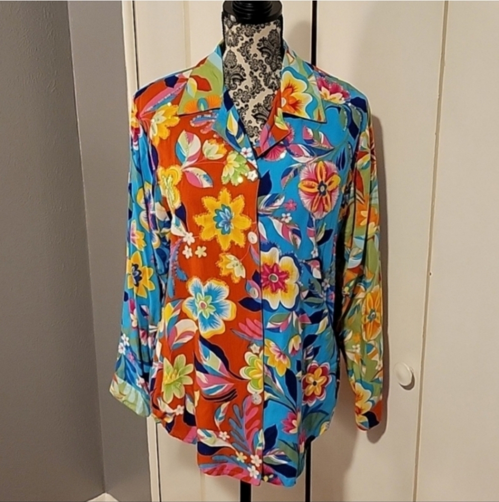Faith by Celia Forrester Embellished Colorful Vintage Button Down Shirt